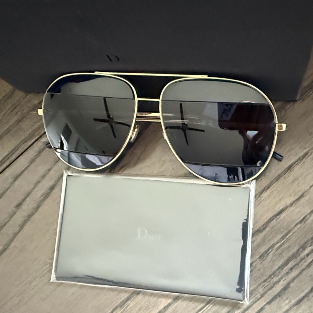 Dior Split 2 Gold Frame Sunglasses with Blue Lenses